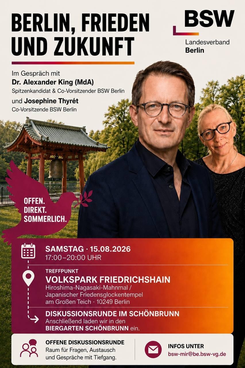 Frieden und Zukunft – im Gespräch mit Dr. Alexander King (MdA) und Josephine Thyrêt