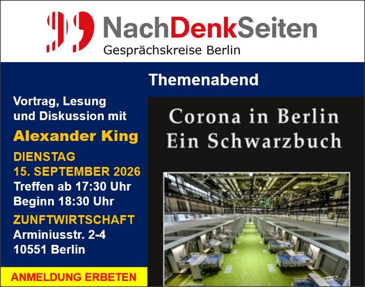 Vortrag, Lesung und Diskussion – Corona in Berlin – Ein Schwarzbuch